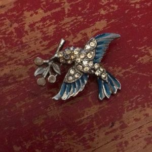 Vintage Metal Bird with Branch Brooch Very Cute!